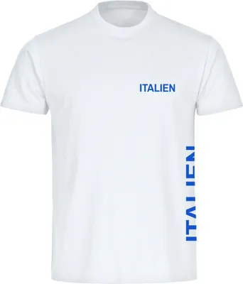 Produktbild von multifanshop Herren T-Shirt - Italien - Brust & Seite, weiß, Größe XXL