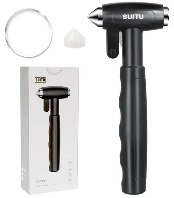 Produktbild von Notfallhammer 3 in 1 mit Gurtschneider und Fensterbrecher 19cm Wolfram Stahl