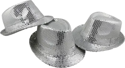 Produktbild von 3x Pailletten Hut für Damen & Herren - Silber