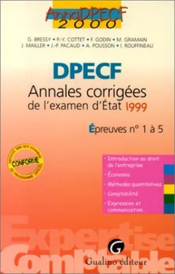 Image de ANNALES CORRIGEES DPECF EPREUVES N° 1 A 5. Edition 2000