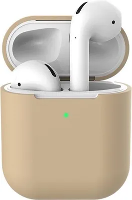 Zdjęcie produktu dla Etui w kolorze beżowym/brązowym, pasujące do AirPods 1 i 2 – silikonowe – etui na AirPods – jasnobrązowe, beżowe – ochronne etui na AirPods – CHPN