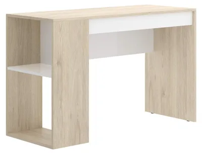 Schreibtisch mit Schublade, Holz natur/weiß, 115x50x74 cm