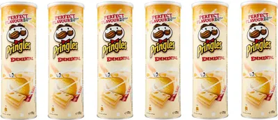 Produktbild von 6x Pringles Emmental Knabbergebäck mit Emmental Kase Geschmack Chips 175g