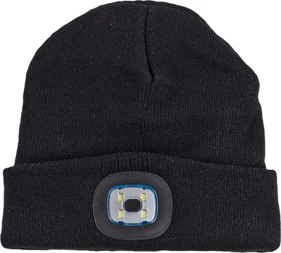 Produktbild von Strickmütze / Mütze schwarz mit LED Licht, 3-stufige Helligkeitsverstellung
