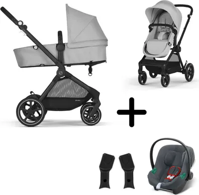 Produktbild von Cybex Kinderwagen 3 in 1 Cybex EOS Schwarz Lava Grau Mittelgrau + Cybex Autositz Aton B2 I-Size
