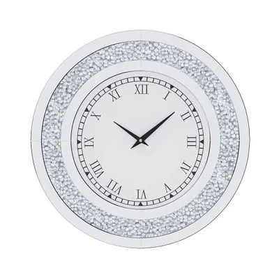 Produktbild von Funkelnde Diamant Wanduhr, geräuschloses Quarzwerk, s Design von 24 Zoll, Silber/lili60cm (24 Zoll)/li/ul/div