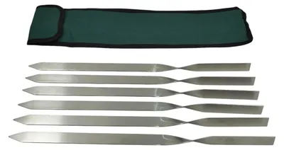 Produktbild von 6 Adana Kebab Grillspieße aus Edelstahl - 90 Grad gedreht - Stärke 2 mm Länge 40 cm Breite 2 cm Fleisch-Spieße Lula Lulu Tschelo Köfte