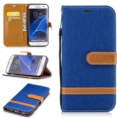 Produktbild von Tasche für Samsung Galaxy S7 Edge Jeans Cover Handy Schutz Hülle Case Blau