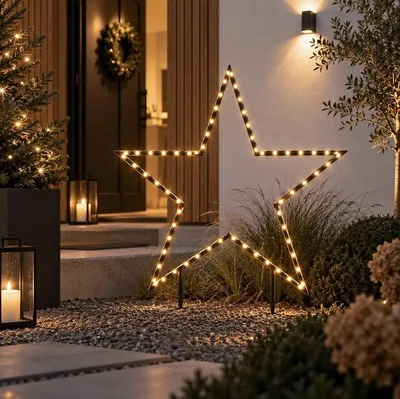 Produktbild von Luca Lighting LED Gartenstecker Stern 132 LED warmweiß 102 cm schwarz