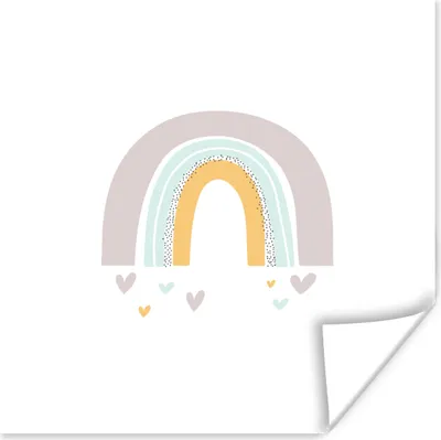Produktbild von MuchoWow® Poster regenbogen-herz-mädchen-jungen-pastell1-1 100x100 cm - Babyzimmer