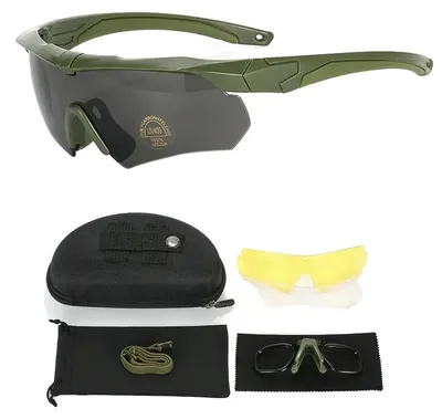 Image de Lunettes de protection tactiques militaires, verres polarisés, résistantes aux chocs, verre de couleur vert