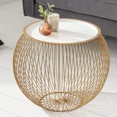 Produktbild von Filigraner Aufbewahrungs-Couchtisch mit Tablett AGGIO 41cm gold