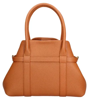 Image de Sac à main Lux Damestas en cuir taupe, avec bandoulière amovible, fabriqué en Italie