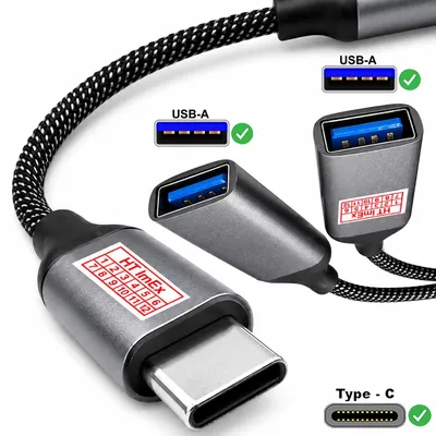 Produktbild von Splitter USB Type-C to 2 x USB Type-A Female 3.0 Adapter Cable OTG Charging