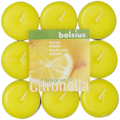 Produktbild von Bolsius Duftteelichter Citronella, Höhe 2 cm, Ø 1,8 cm, 18er Pack