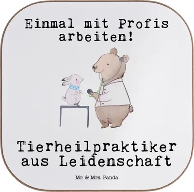 Produktbild von Mr. & Mrs. Panda Untersetzer für Gläser Tierheilpraktiker Leidenschaft - Weiß - Geschenk, Tischuntersetzer, Tassenuntersetzer, gläseruntersetzer, Coaster, Teeuntersetzer