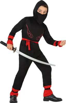 Produktbild von Atosa Ninja Kinderkostüm Schwarz 10-12 Years Schwarz 10-12 Years