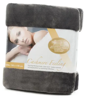 Produktbild von GÖZZE Premium Cashmere Feeling Wohndecke flauschige antistatische Mikrofaser-Kuscheldecke in Cashmere-Feeling Qualität Anthrazit 130 x 170 cm