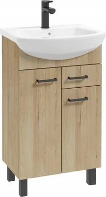 Produktbild von Stamar | Das stehend Badezimmerschrank, mit Waschbecken, 50 cm in Trüffelbuche, mit Schublade und Füßen