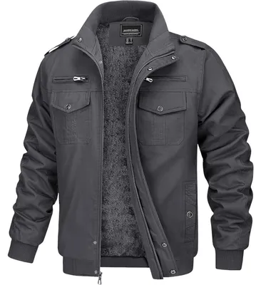 Productafbeelding van Winterjas voor heren, warme fleece, overgangsjas, werkjas, parka, outdoor, grijs, maat M