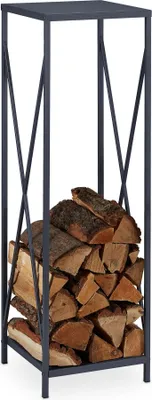 Produktbild von relaxdays Graues Kaminholzregal aus Metall