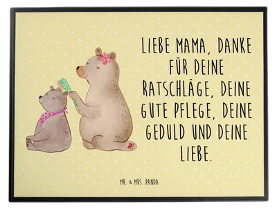 Produktbild von Mr. & Mrs. Panda tischpad Bär Kind - Gelb Pastell - Geschenk, Bären, Mutter, bastelunterlage, malunterlage, schreibtischunterlage, Muttertag, Mama, Schreibunterlage