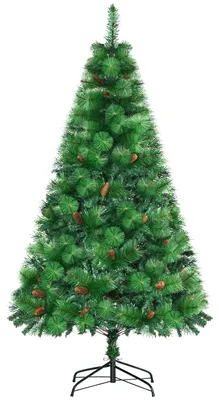 Immagine prodotto di Albero di Natale Artificiale H180 cm 782 Rami con Decori e Base in Metallo Verde