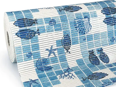 Produktbild von Badematte Rutschfest Antirutschmatte Weichschaummatte – nach Maß zuschneidbar – Blau Meeresmuster (4111-1) 50x65 cm