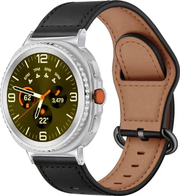 Obrázek produktu pro Pro Samsung Galaxy Watch 8 / 8 Classic Pravý kožený řemínek s přezkou Black