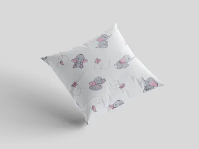 Obrázek produktu pro Krepový povlak na polštář 40x40 cm s dětským motivem slůně šedé