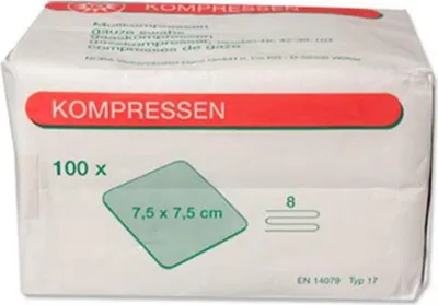 Zdjęcie produktu dla Kompresy z gazy NOBA niesterylne 8-warstwowe 100 sztuk 7,5 x 7,5 cm