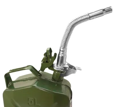 Zdjęcie produktu dla Elastyczna wylewka do metalowych kanistrów - wylewka paliwa z otworem wentylacyjnym - 27,5 cm - stalowa wylewka do benzyny i oleju napędowego - szczelna i szybkozłączna - szara [10888]