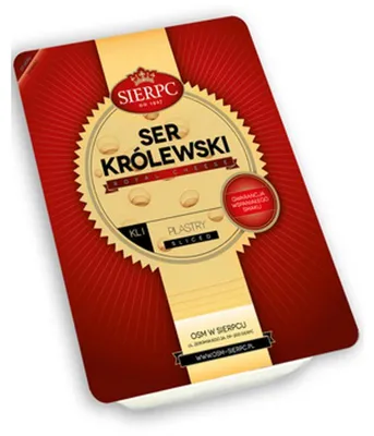 Zdjęcie produktu dla Sierpc ser królewski plastry 150G OKRĘGOWA SPÓŁDZIELNIA MLECZARSKA W SIERPCU 150 g