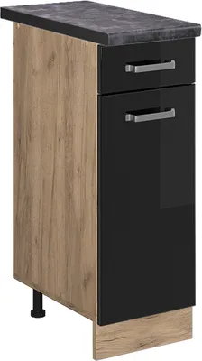 Produktbild von Küchenunterschrank Vicco R-Line Schwarz Hochglanz 30 cm , AP Anthrazit, Model 45598
