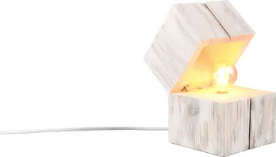 Image de Lampe de table Treasure blanche 1xE14x10W en bois, dimensions : 16x12x12 cm, IP20, Trio