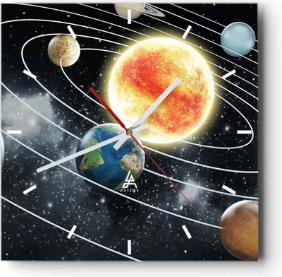Produktbild von Wanduhr - Quadrat - Glasuhr - Kosmos Planet - 40x40cm - Schleichendes Uhrwerk - Lautlos - zum Aufhängen bereit - Dekoration Modern - Wanddekoration aus Glas - C3AC40x40-3646