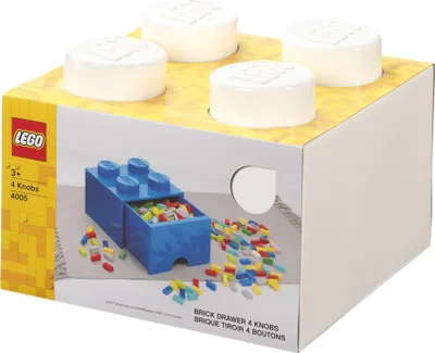 Produktbild von LEGO Aufbewahrungsbox, Weiß, Brick-Design, 4 Knöpfe, 1 Schublade, Polypropylen, 25x18x25 cm (BxHxT), Stapelbar, BPA-frei, leicht zu reinigen, für Spielzeug, Büromaterial & Kleinteile, vielseitig kombinierbar