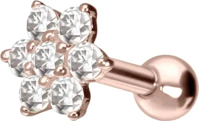 Produktbild von 14/18 Karat Gold Ohrpiercing MOISSANIT-BLUME