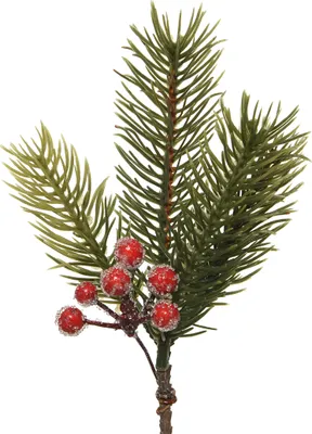 Produktbild von Tannenzweig mit roten Beeren 20cm PE Spritzguss künstlich grün