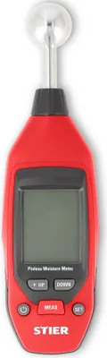 Produktbild von STIER Feuchtigkeitsmessgerät, Alarm- & Hold-Funktion, automatische Abschaltung (30 Sek.), 195 x 55 x 30 mm, Kugelsonde, IP40