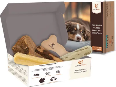 Produktbild von Paket Kauspaß für mittelgroße Hunde bis 25 kg, Kauwurzel, Kauleder, Olivenholz, Kaffeeholz, Kaukäse
