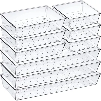 Produktbild von 60/6/9/12er-Pack Schubladenorganizer Transparente Kunststoffbehälter für Badezimmer Schminktisch Aufbewahrung, Haushaltsorganisation Make-up-Set.Stückzahl:9 Stück