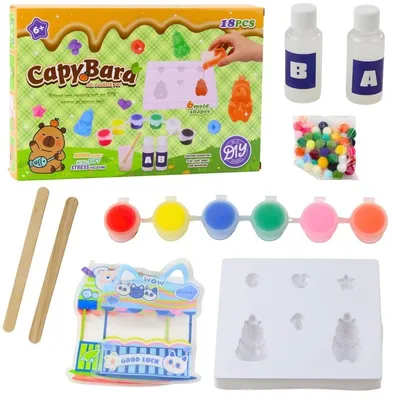 Produktbild von Kreativset zum Selbermachen von Gelfiguren Capybara, 18-teilig.