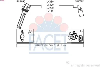 Produktbild von FACET 4.7249 Zündkabelsatz Zündleitungssatz für CHEVROLET SPARK (M300) Aveo / Kalos Schrägheck (T250, T255) AVEO Schrägheck (T300) AVEO Stufenheck