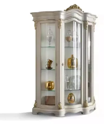 Produktbild von Vitrine Holz Schrank Klassische Weiß Schränke Design Wohnzimmer Glas