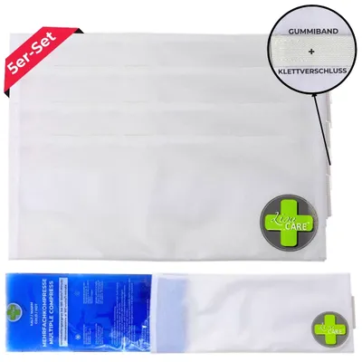 Produktbild von LisaCare Kühlmanschette - 5x Premium Vlieshülle für kalt warm Kompresse - Kühltaschen inkl. Klett-Band zur Fixierung - Mehrweg Vlieshülle