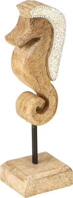 Produktbild von Mangoholz Seepferdchen Deko Perlen Tischdeko maritim 20cm