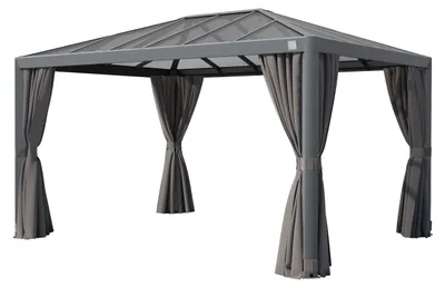 Zdjęcie produktu dla PRIMEYARD Pawilon ogrodowy 3x4 m Hardtop dach z poliwęglanu z 4 ściany boczne, szary
