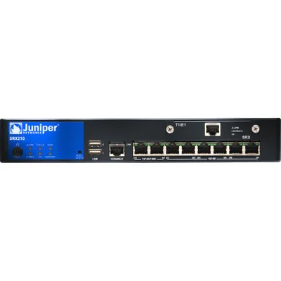 Produktbild von Juniper SRX210HE-POE, 1024 MB, 512 policies (max), 10/100/1000Base-T(X), 256-bit AES, 3DES, 84 W, 100 - 240 V