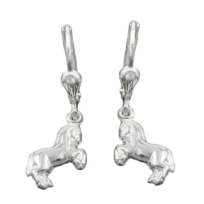 Produktbild von Ohrbrisur Ohrhänger Ohrringe 27x10mm Pferde rechts/links glänzend Silber 925 silber 27x10mm